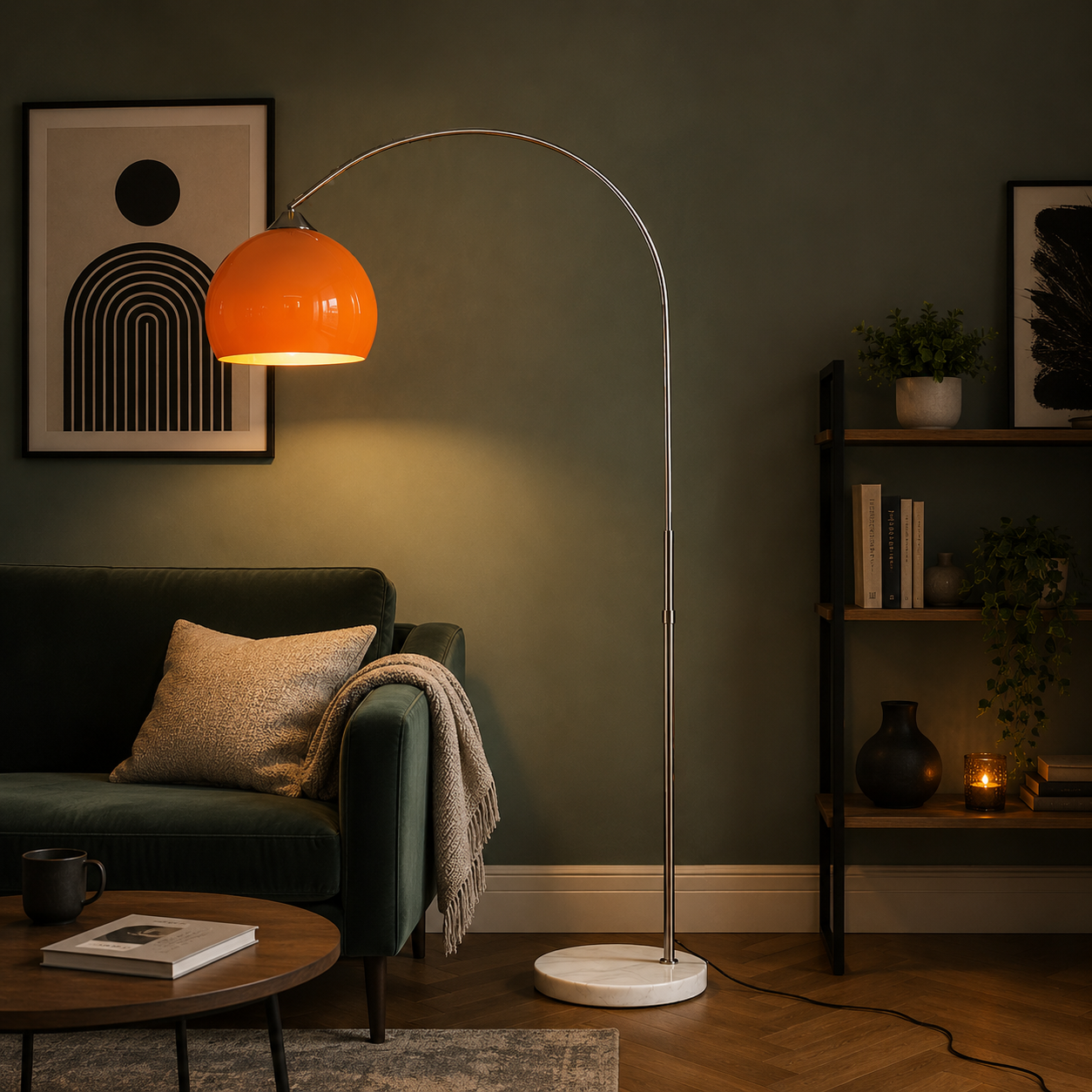 Orange Dome Modern Arched Metal LED Floor Lamp