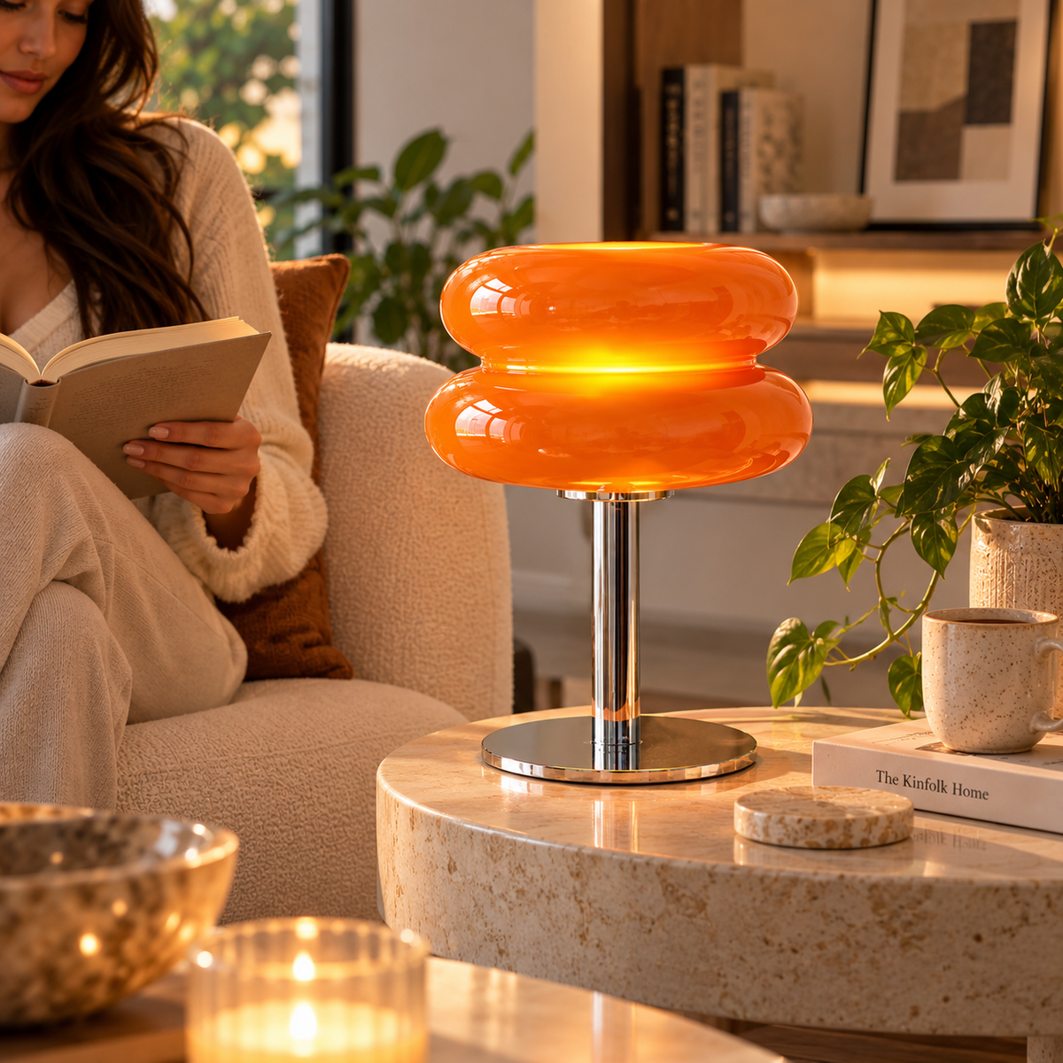 Italian Designer Glass Table Lamp | Modern Retro Accent Light