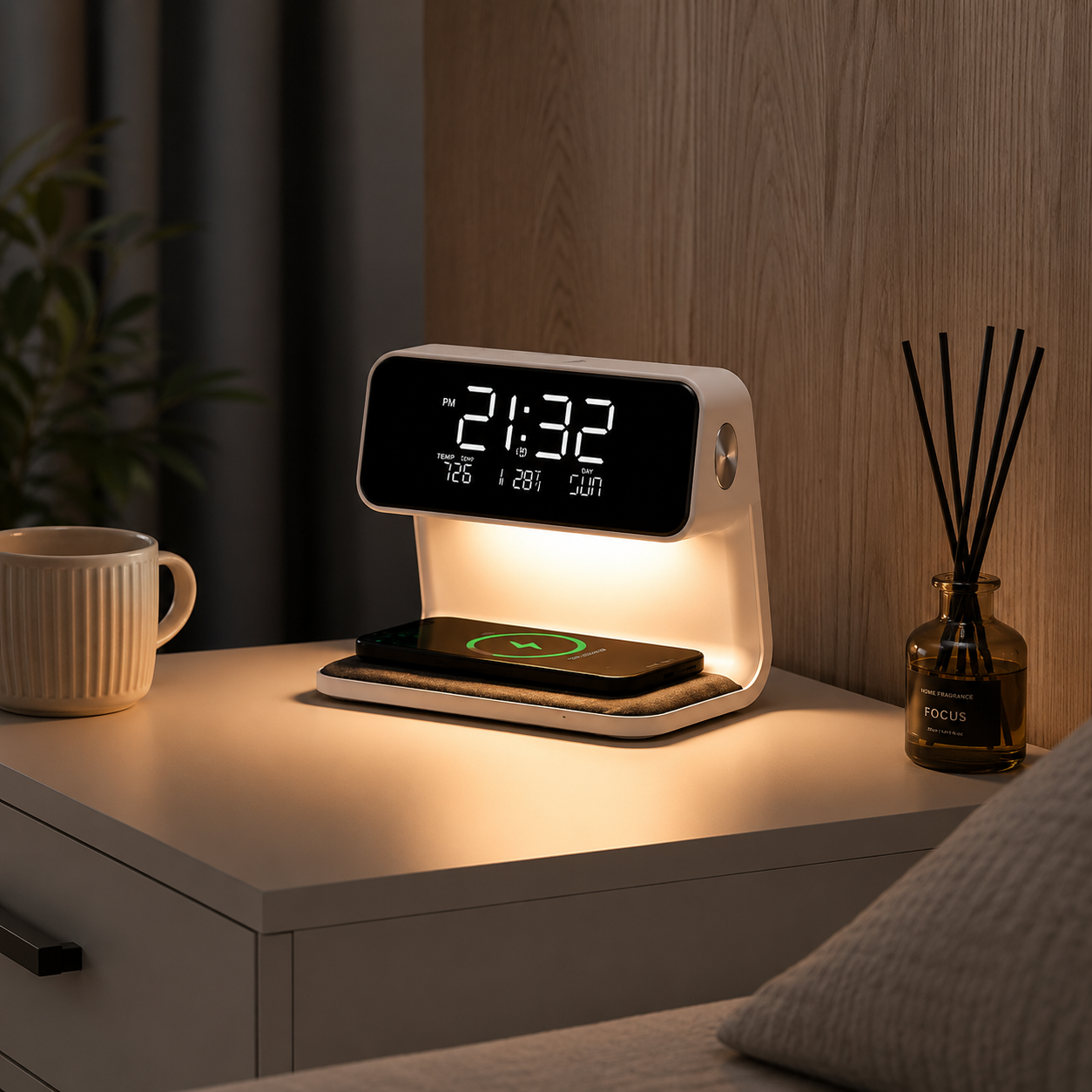 3-in-1 Bedside Lamp Charger Clock
