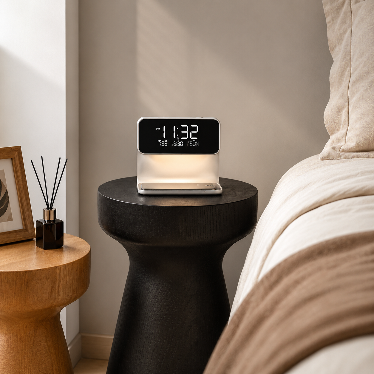 3-in-1 Bedside Lamp Charger Clock