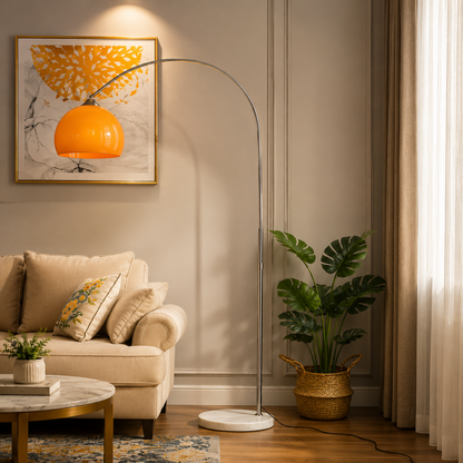 Orange Dome Modern Arched Metal LED Floor Lamp