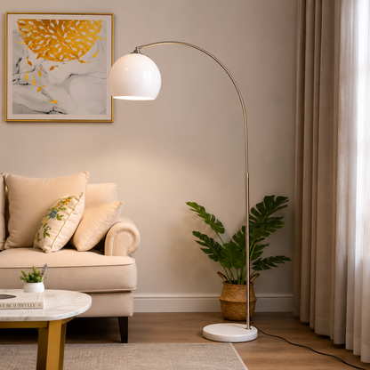 Orange Dome Modern Arched Metal LED Floor Lamp