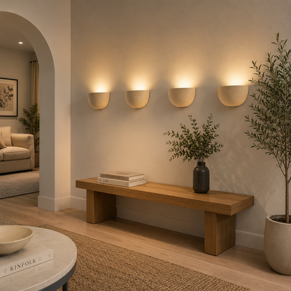 Lumo Travertine Wall Lamp Handcrafted Stone Sconce
