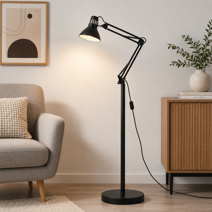 Retractable Swivel Round Iron Light Standing Floor Lamp
