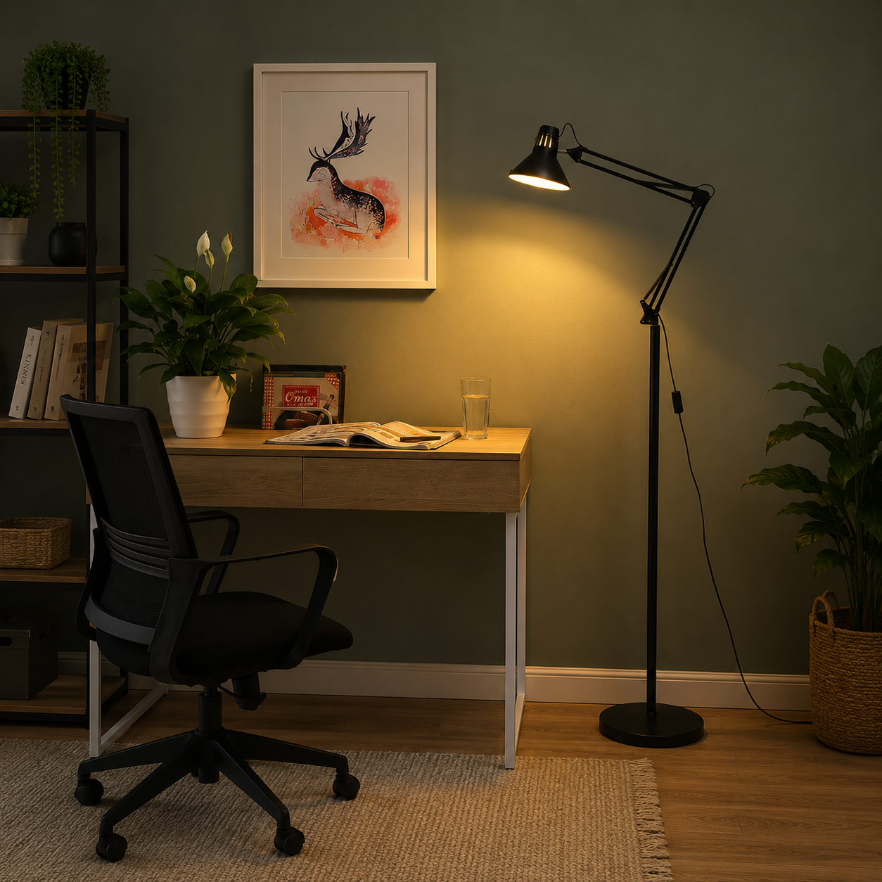 Retractable Swivel Round Iron Light Standing Floor Lamp