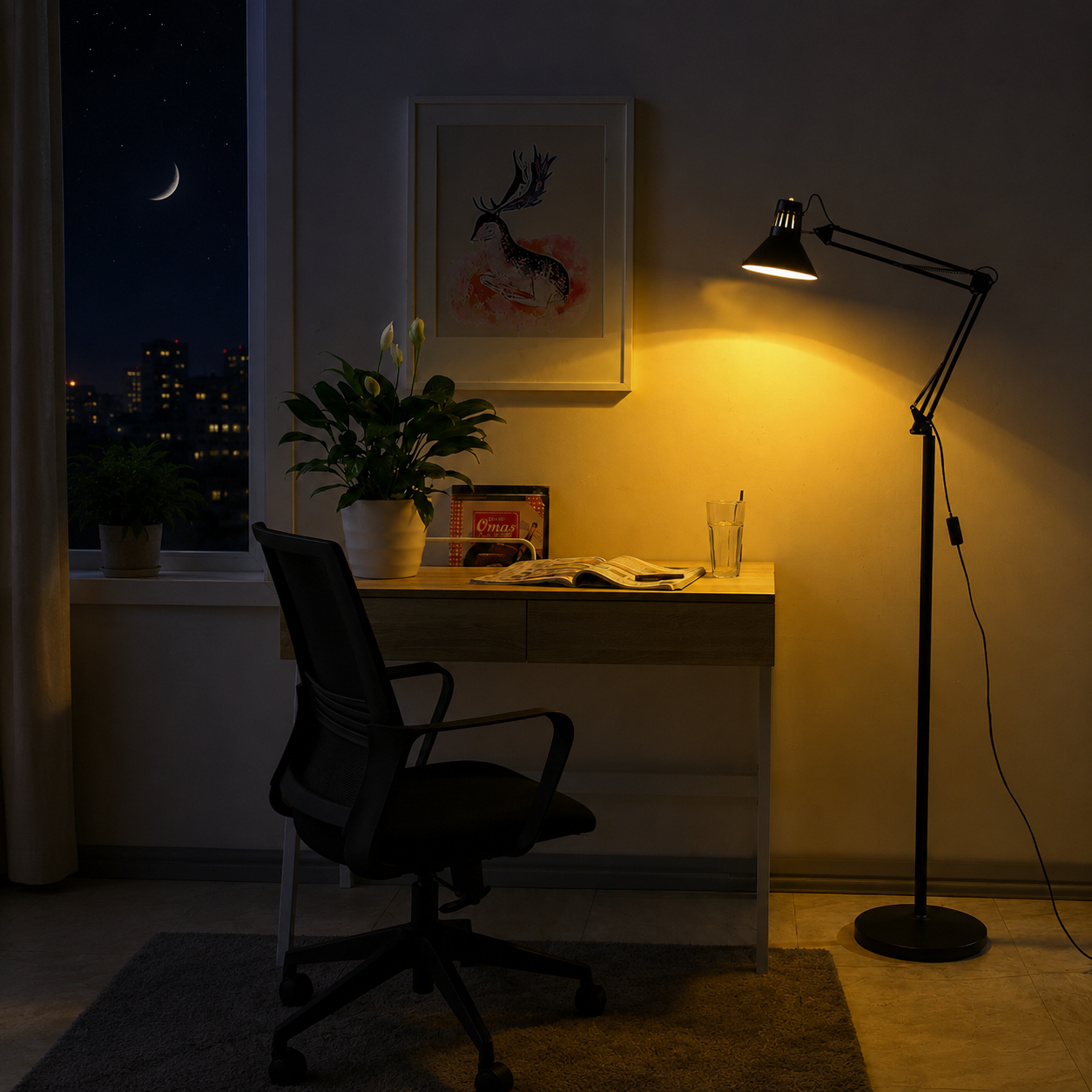 Retractable Swivel Round Iron Light Standing Floor Lamp
