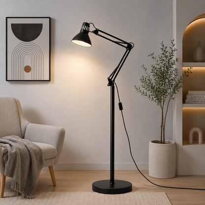 Retractable Swivel Round Iron Light Standing Floor Lamp