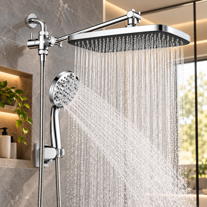 Hodvit 12 Inch High Pressure Rainfall Shower Head 10 Spray Handheld Showerhead Combo, with Extension Arm