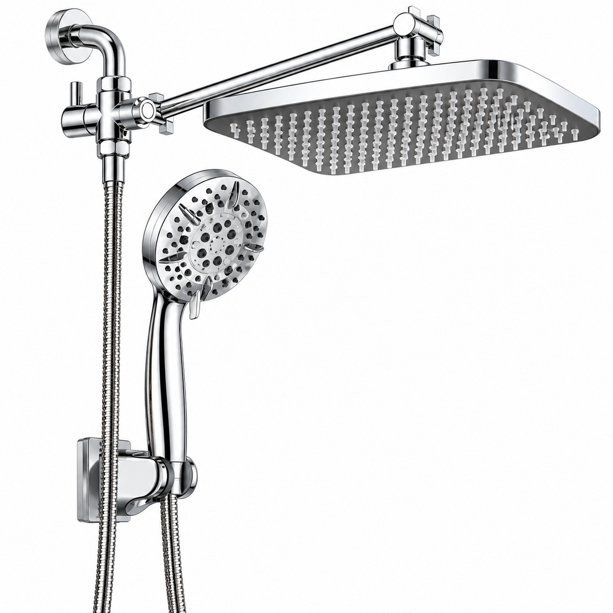Hodvit 12 Inch High Pressure Rainfall Shower Head 10 Spray Handheld Showerhead Combo, with Extension Arm