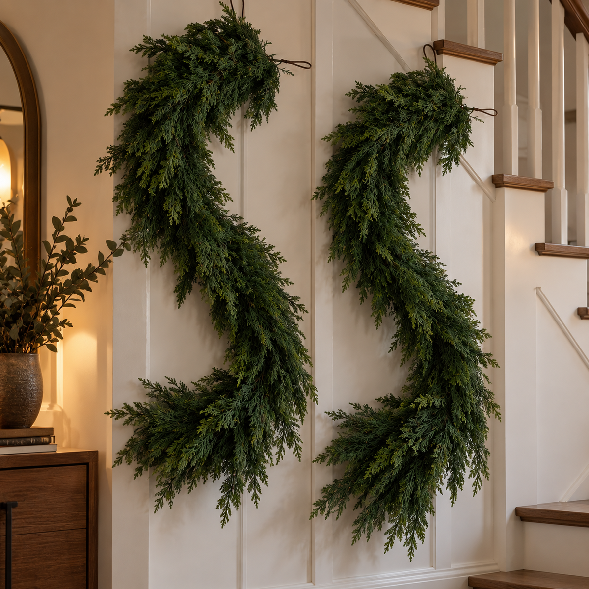 2Pcs 6Ft Artificial Cedar Garland
