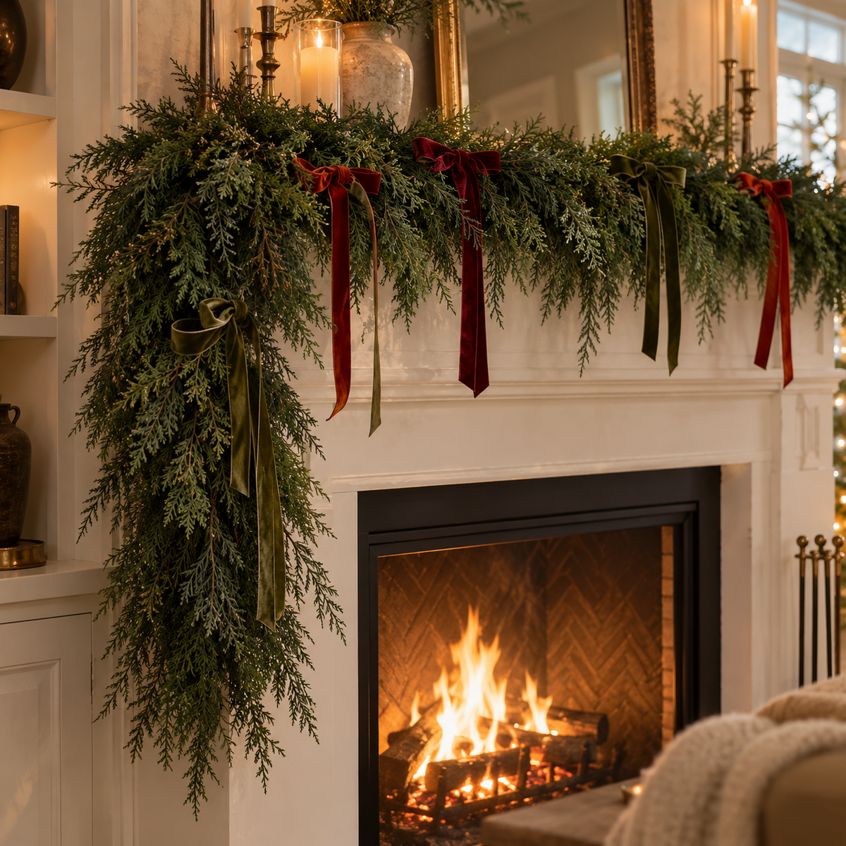 2Pcs 6Ft Artificial Cedar Garland