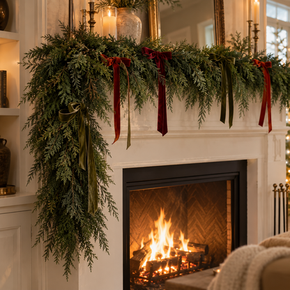 2Pcs 6Ft Artificial Cedar Garland
