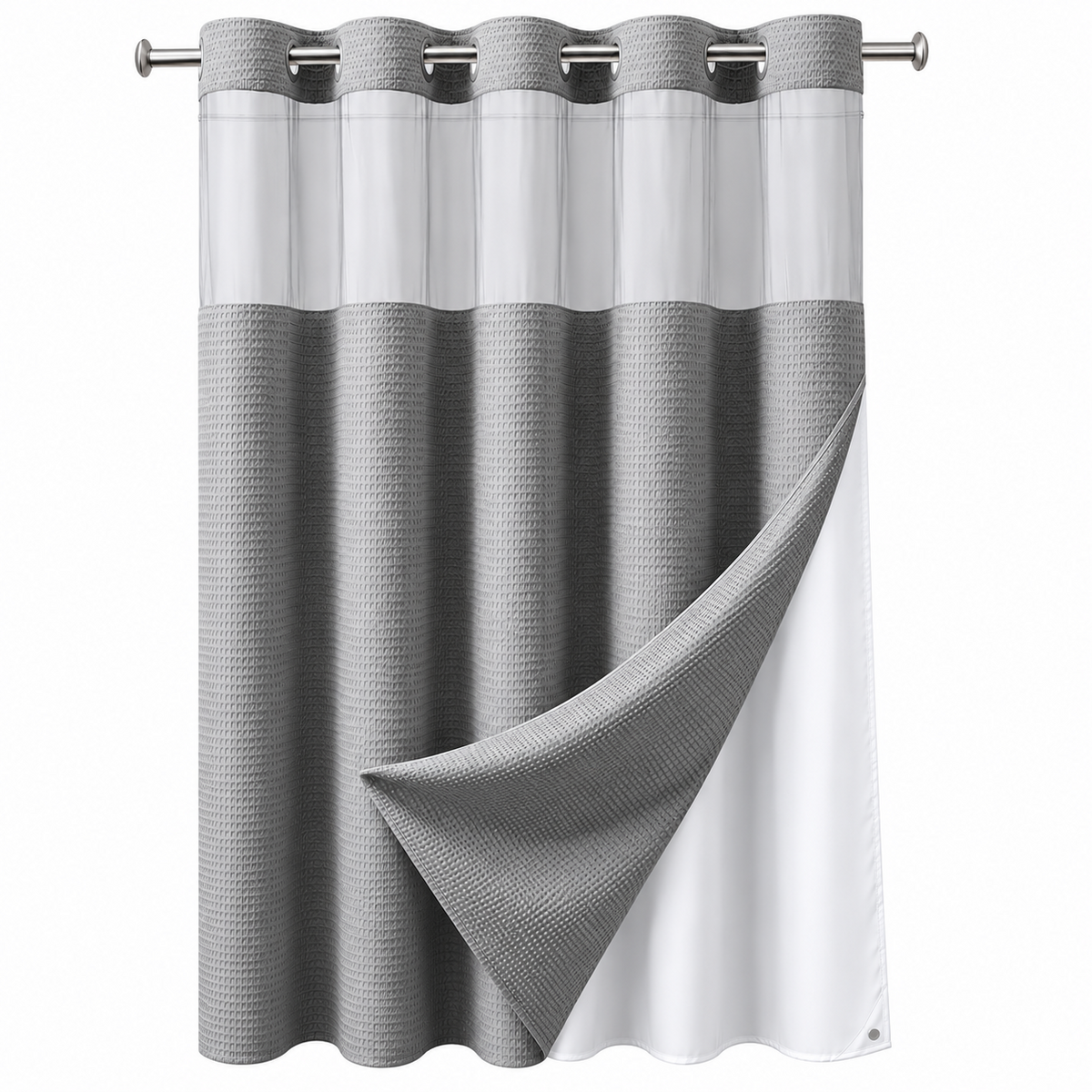 Heavyweight Ringless Waffle Shower Curtain with Liner