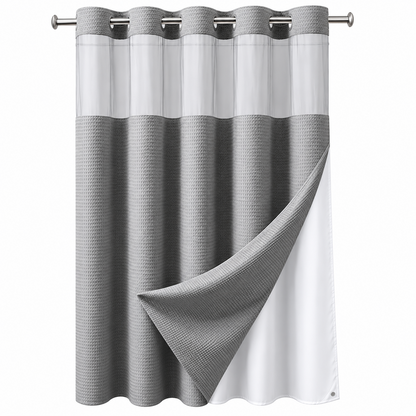 Heavyweight Ringless Waffle Shower Curtain with Liner