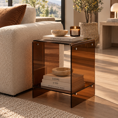 Thea Nordic Acrylic Two-Tier Side Table for Living Rooms