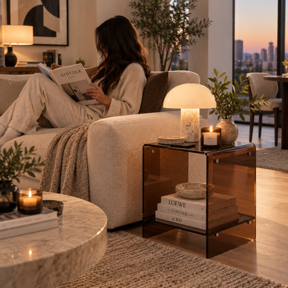 Thea Nordic Acrylic Two-Tier Side Table for Living Rooms