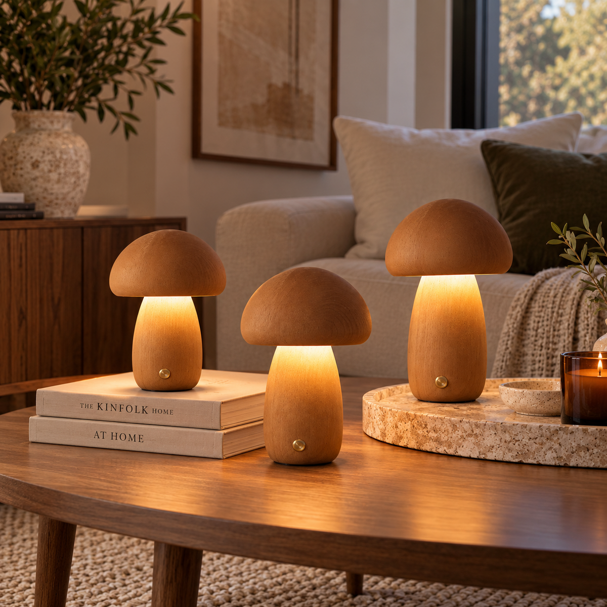 Wooden Mushroom Lamp