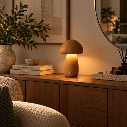 Wooden Mushroom Lamp