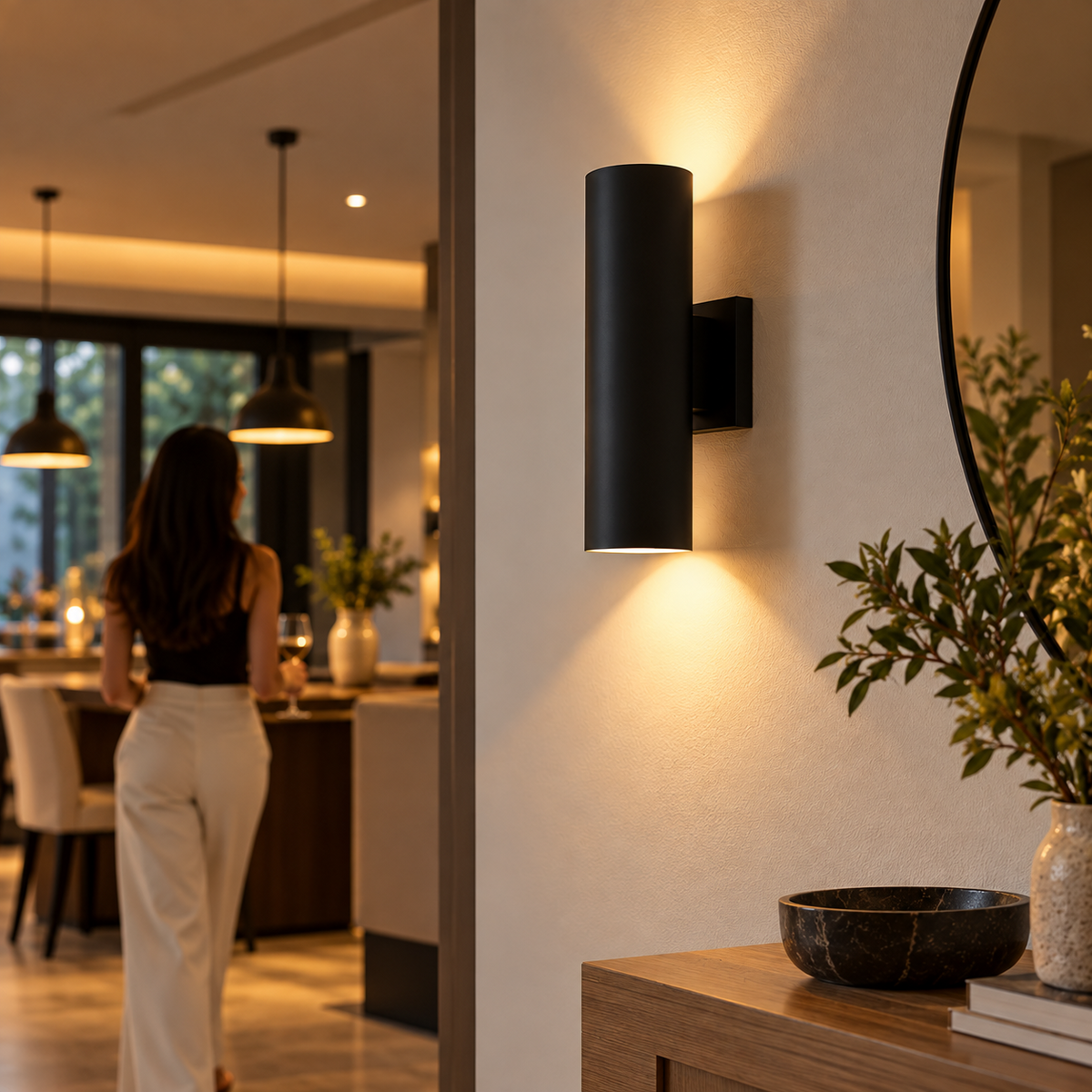 Dylan 2 Light Cylinder Outdoor Wall Light