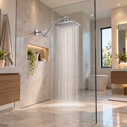 Certified High Pressure Shower Head with Curved Shower Extender