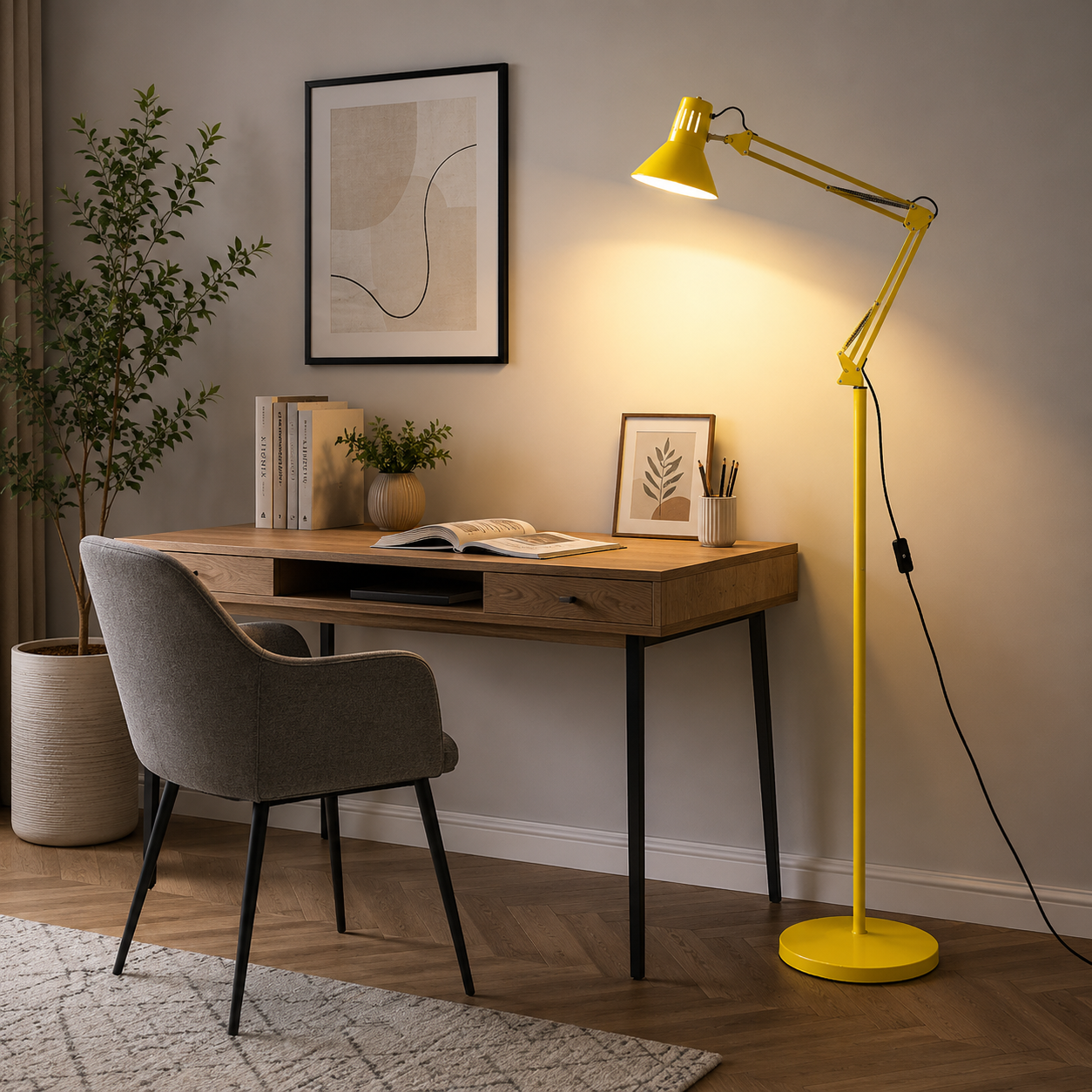 Retractable Swivel Round Iron Light Standing Floor Lamp