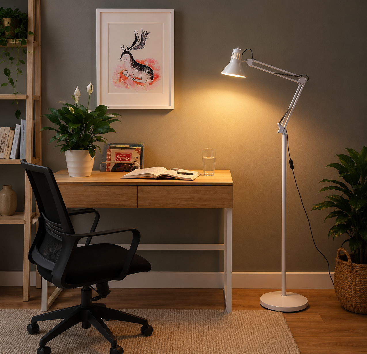 Retractable Swivel Round Iron Light Standing Floor Lamp