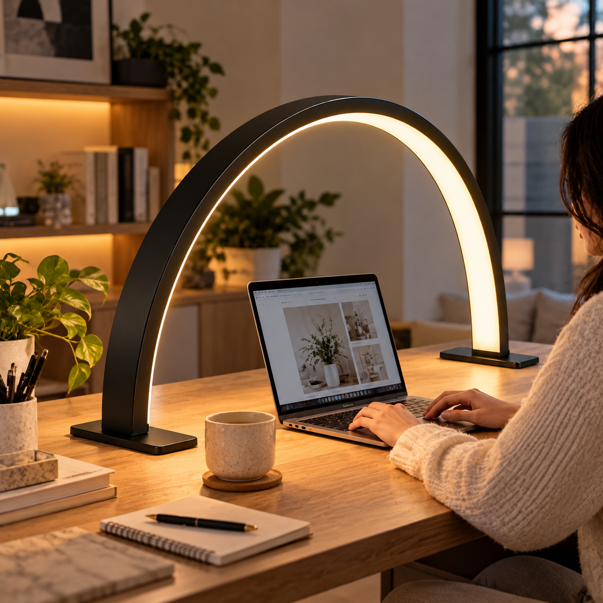 Crescent Moon LED Desk Lamp | Adjustable USB Metal Light