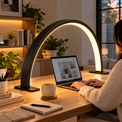Crescent Moon LED Desk Lamp | Adjustable USB Metal Light
