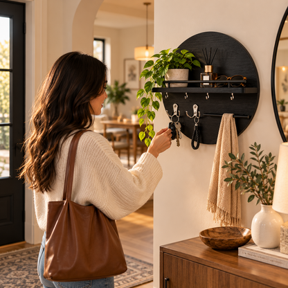 Round Wooden Key Holder | Stylish & Eco-Friendly Wall Organizer