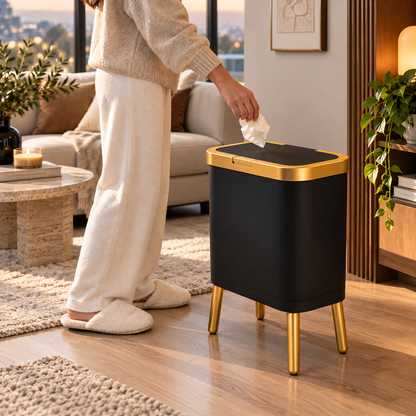 15L Modern Odour-Sealing Trash Can with Elevated Legs | Stylish Waste Bin for Kitchen, Living & Bathroom
