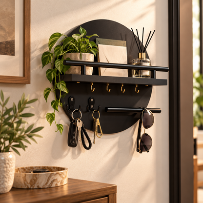 Round Wooden Key Holder | Stylish & Eco-Friendly Wall Organizer