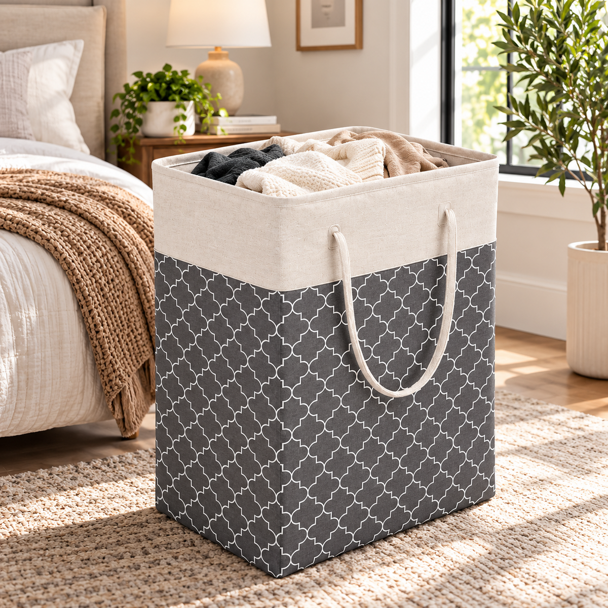 Lauva 75L Waterproof Laundry Basket | Foldable Fabric Clothes Hamper with Handles