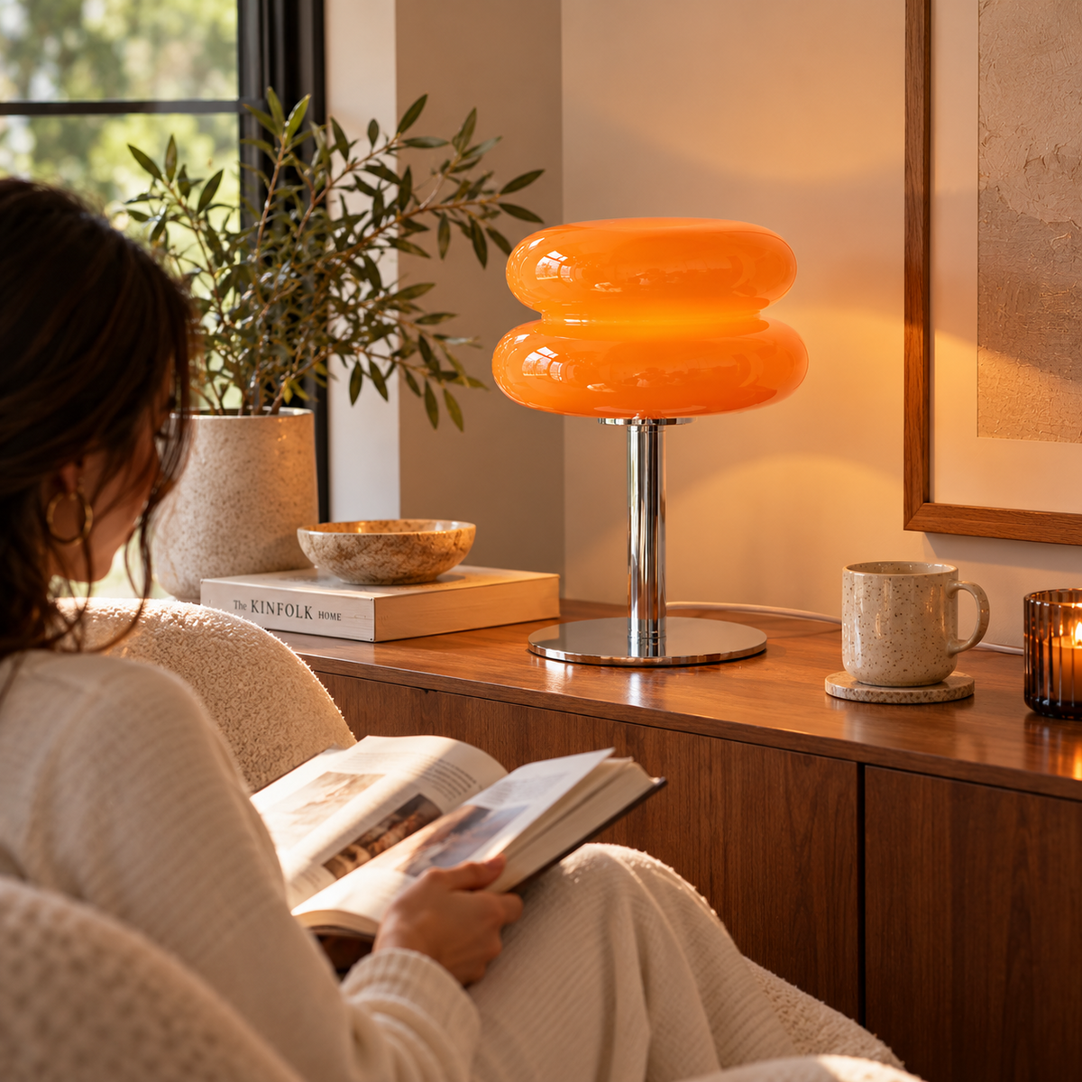 Italian Designer Glass Table Lamp | Modern Retro Accent Light