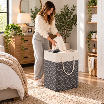 Lauva 75L Waterproof Laundry Basket | Foldable Fabric Clothes Hamper with Handles