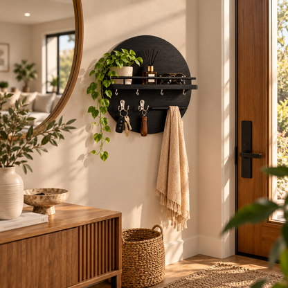 Round Wooden Key Holder | Stylish & Eco-Friendly Wall Organizer