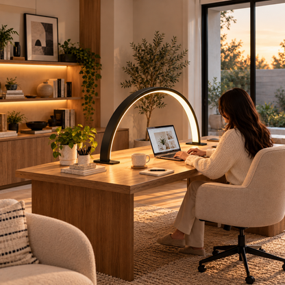 Crescent Moon LED Desk Lamp | Adjustable USB Metal Light