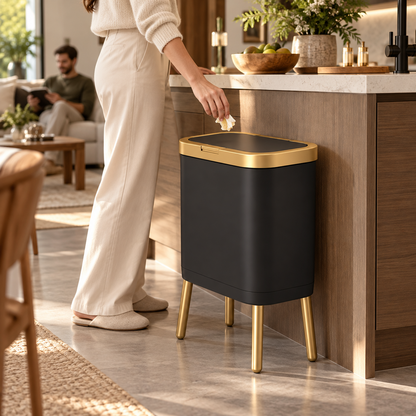 15L Modern Odour-Sealing Trash Can with Elevated Legs | Stylish Waste Bin for Kitchen, Living & Bathroom