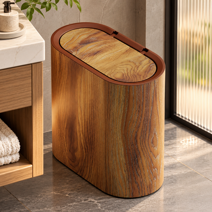 Marble Pattern Trash Can | Modern Bathroom & Kitchen Bin with Lid