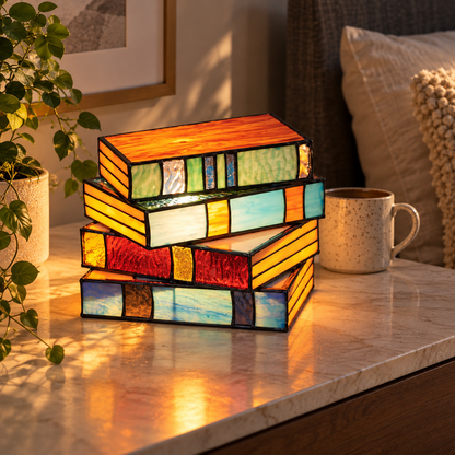 Stained Glass Book Lamp | Handcrafted Art Lighting