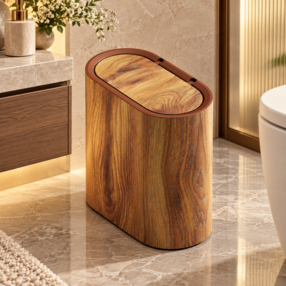 Marble Pattern Trash Can | Modern Bathroom & Kitchen Bin with Lid