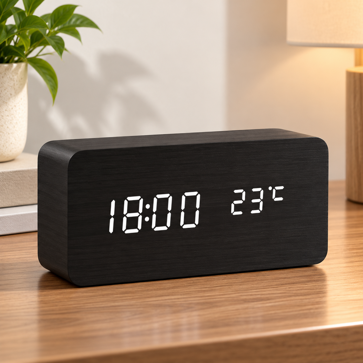 Wooden Design LED Smart Alarm Clock