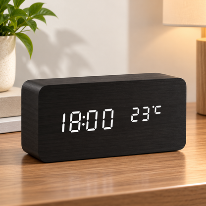 Wooden Design LED Smart Alarm Clock