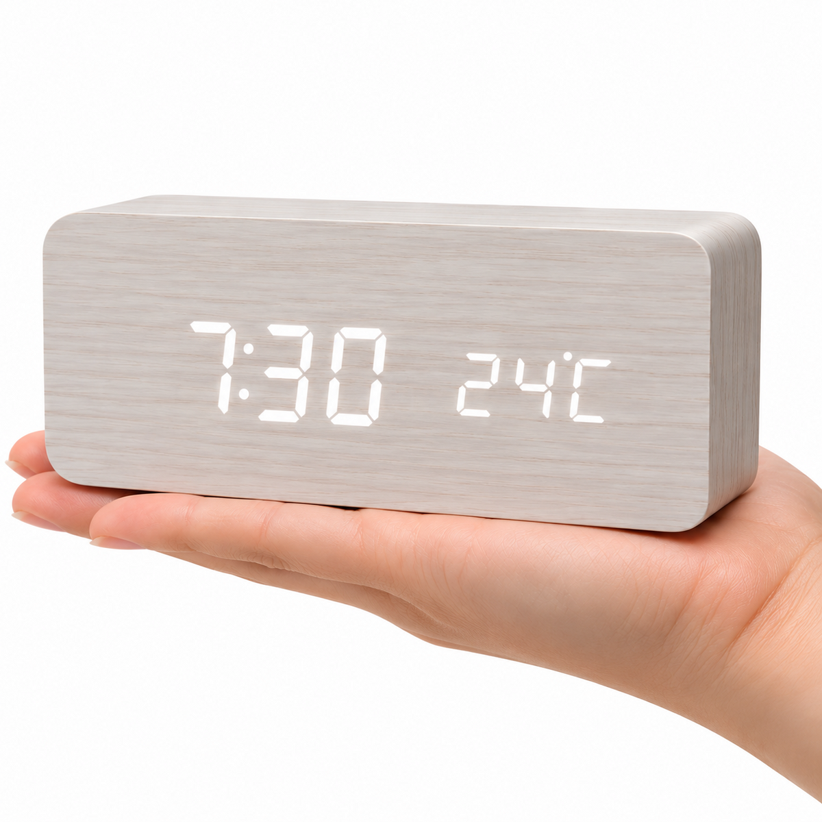 Wooden Design LED Smart Alarm Clock