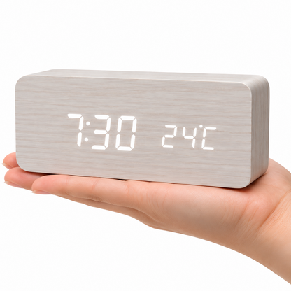 Wooden Design LED Smart Alarm Clock