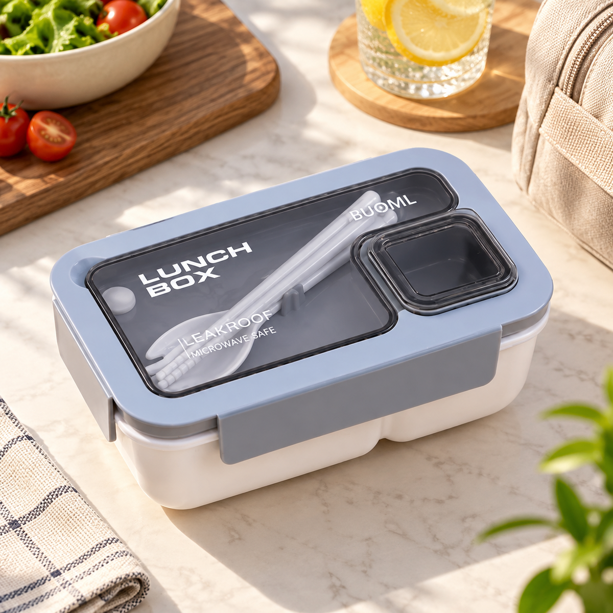 BentoGo Lunch Box Portable Leak-Proof Bento with Cutlery – Microwave & Dishwasher Safe