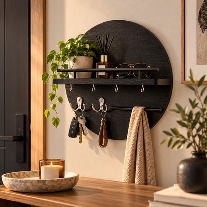 Round Wooden Key Holder | Stylish & Eco-Friendly Wall Organizer