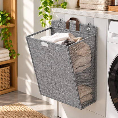 Wallora Foldable Adhesive Laundry Basket | Wall-Mounted Clothes Hamper & Organizer