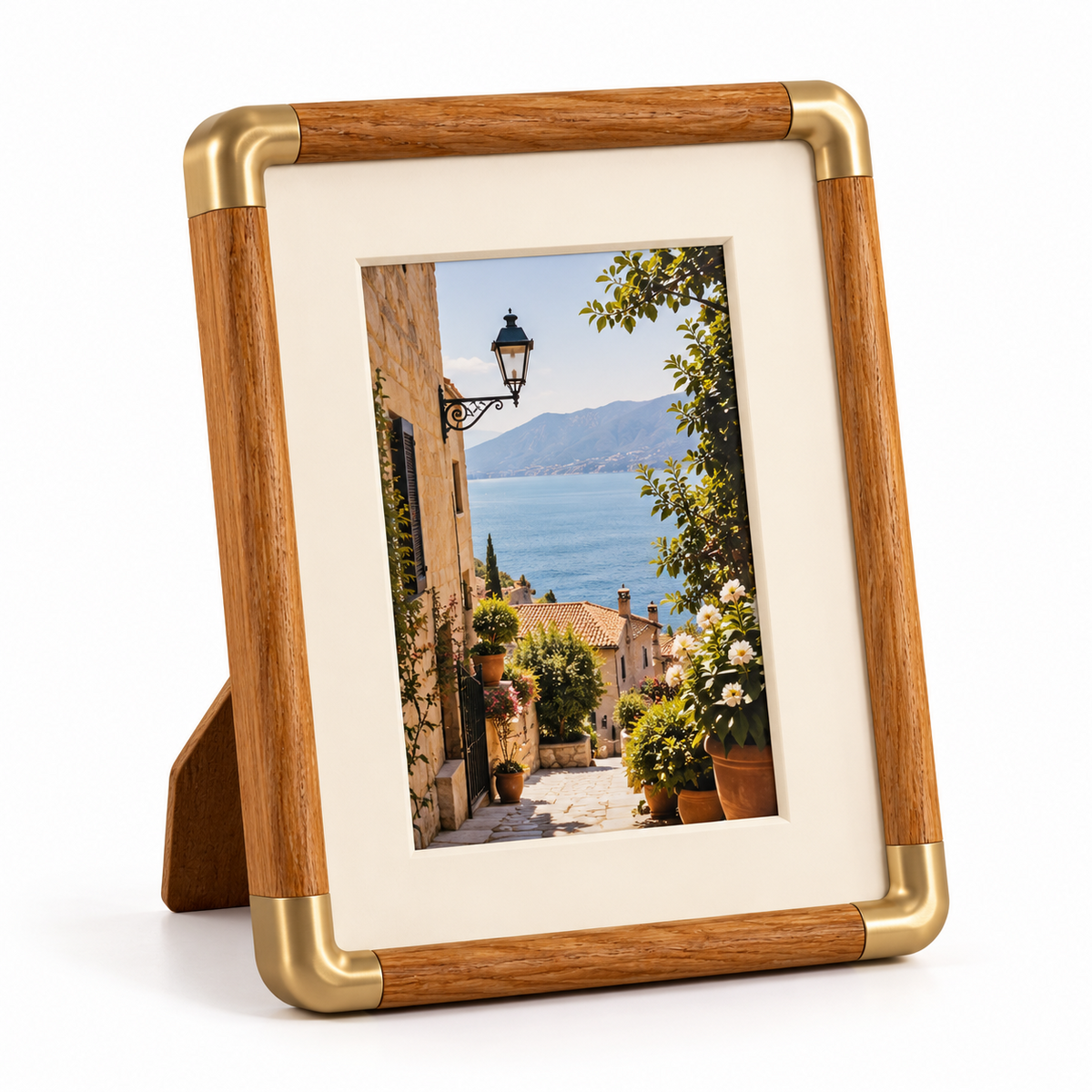 Brooks Tabletop Photo Frame | Vintage Wood & Brass Design
