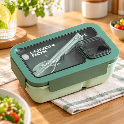 BentoGo Lunch Box Portable Leak-Proof Bento with Cutlery – Microwave & Dishwasher Safe