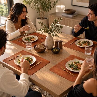 DuoMat | Double-Sided Faux Leather Placemats | Heat Resistant & Waterproof